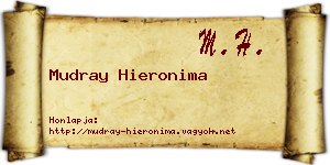 Mudray Hieronima névjegykártya